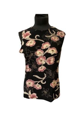 y2k Susan Lawrence Black Floral BLouse